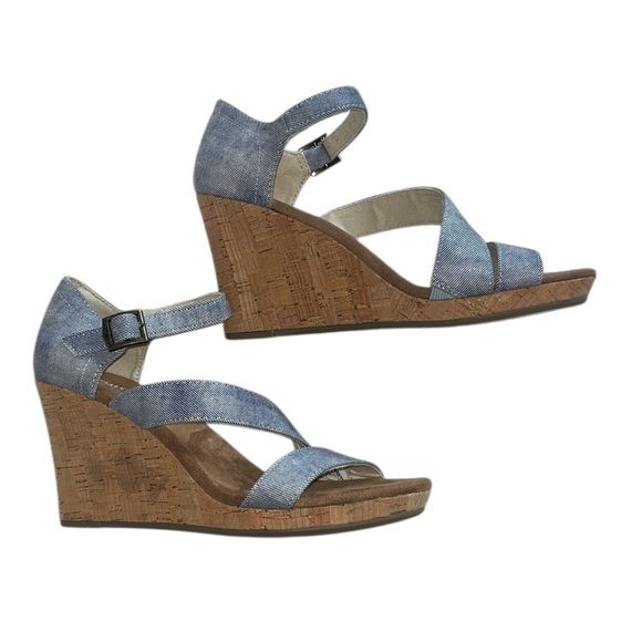 Toms Clarissa slate blue wedge heel Size 8W - Picture 7 of 11